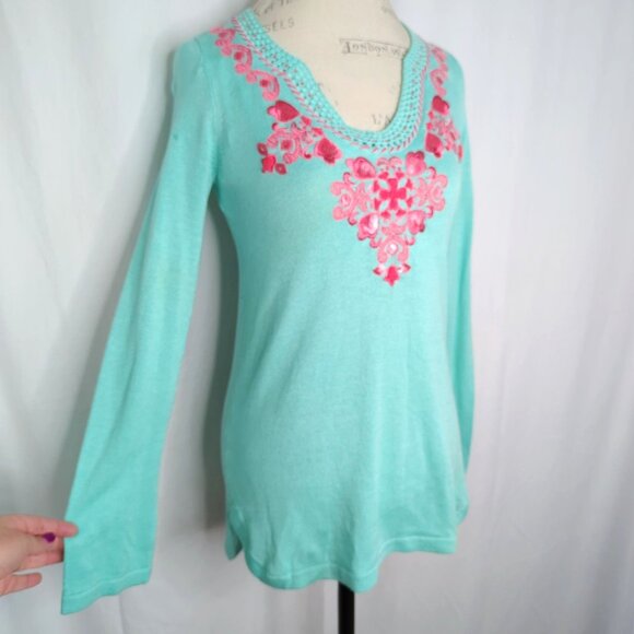 Lilly Pulitzer Knit Tunic Top Small Blue - Picture 4 of 12